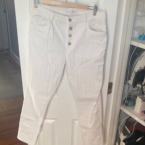 LOFT Cream Button-Fly Corduroy Pants